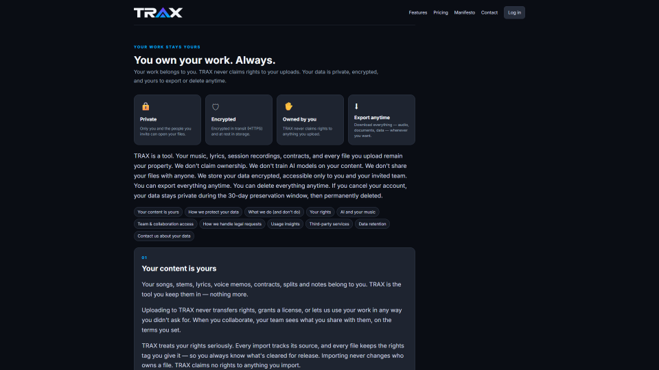 Trust Layer screenshot (demo account with fictional data)